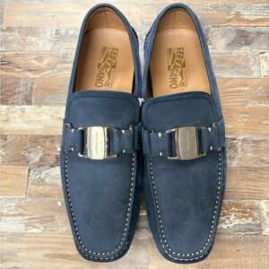 Salvatore Ferragamo Men's Blue Suede Loafers